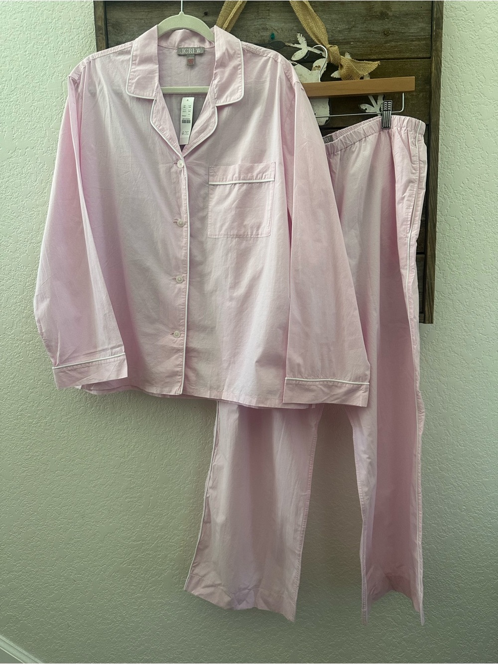 J. Crew Light Pink Cotton Pajama Set - Women's Two-Piece Sleepwear size L NWT